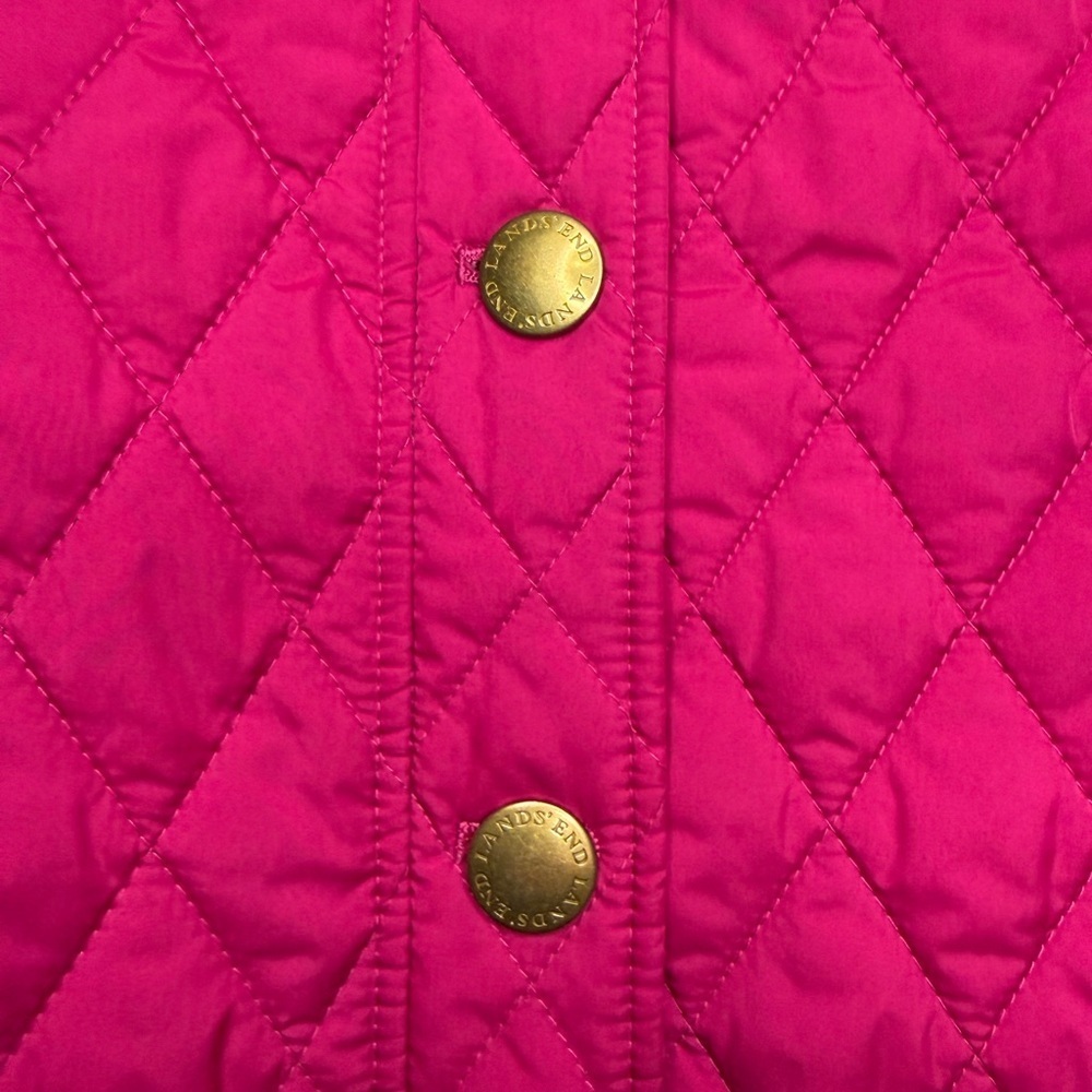 Lands’ End Magenta Pink Quilted Button Up Barn Chore Jacket Women's Size S/P - Picture 5 of 15